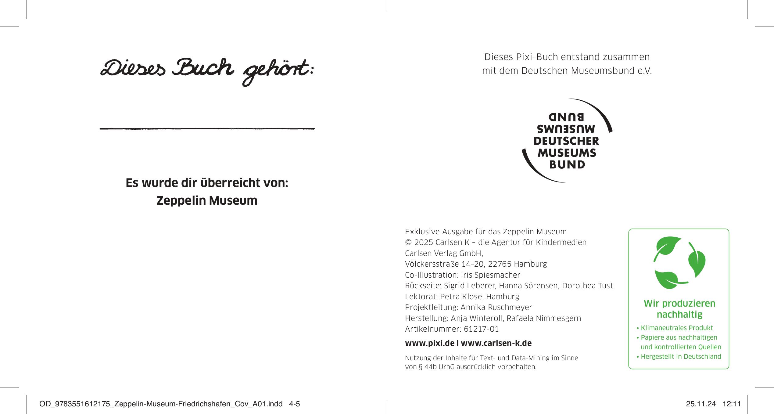 Pixi-Buch Lola und Leonardo im Zeppelin Museum